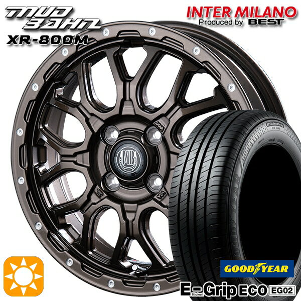 【取付対象】155/65R14 75S グッドイヤー エフィシェントグリップ エコ EG02 インターミラノ マッドバーン XR-800M GBR/PP 14インチ 4.5J 4H100 サマータイヤホイールセット