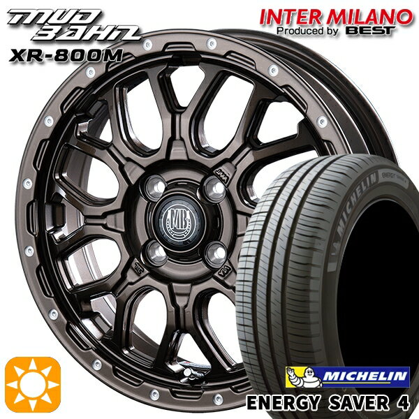 【取付対象】165/55R15 75V ミシュラン エナジーセイバー4 インターミラノ マッドバーン XR-800M GBR/PP 15インチ 4.5J 4H100 サマータイヤホイールセット