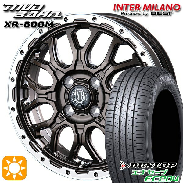 【取付対象】155/55R14 69V ダンロップ エナセーブ EC204 インターミラノ マッドバーン XR-800M GBR/RP 14インチ 4.5J 4H100 サマータイヤホイールセット