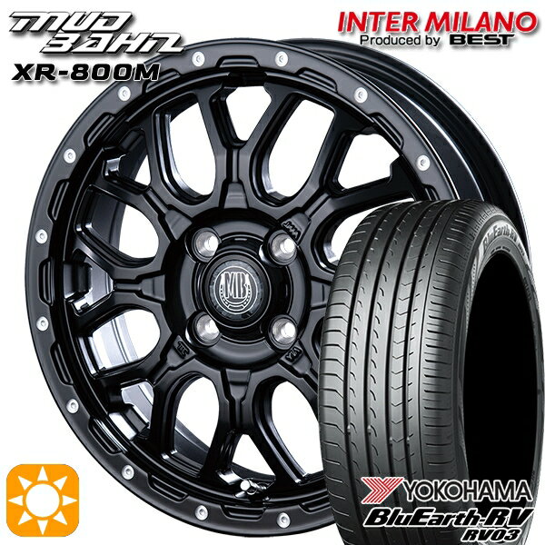 【取付対象】ウェイク 165/55R15 75V ヨコハマ ブルーアース RV03 インターミラノ マッドバーン XR-800M MBK/PP 15インチ 4.5J 4H100 サマータイヤホイールセット