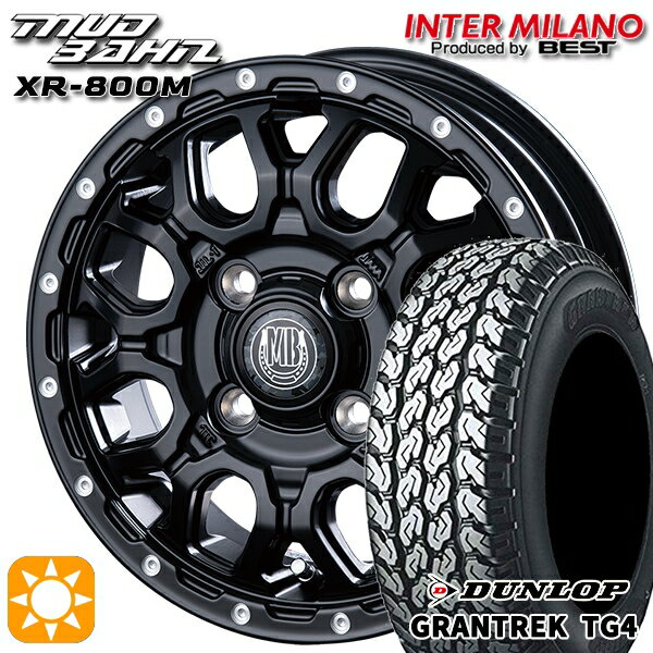【取付対象】軽トラ 145R12 6PR ダンロップ グラントレック TG4 インターミラノ マッドバーン XR-800M MBK/PP 12インチ 4.0J 4H100 サマータイヤホイールセット