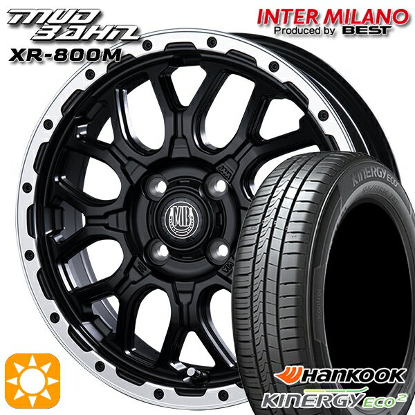 【取付対象】165/50R15 76V XL ハンコック KlnERGy ECO2 K435 インターミラノ マッドバーン XR-800M MBK/RP 15インチ 4.5J 4H100 サマータイヤホイールセット