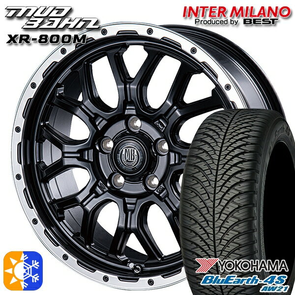 アイシス ノア 215/45R17 91W XL ヨコハマ ブルーアース 4S AW21 インターミラノ マッドバーン XR-800M MBK/RP 17インチ 7.0J 5H114.3 オールシーズンタイヤホイールセット