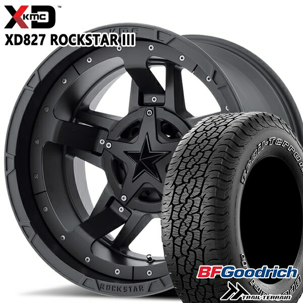 【取付対象】225/65R17 102T ORWL BFグッドリッチ トレールテレーン KMC XD827 ROCKSTAR III 17インチ 8.0J 5H114.3 MATTE BLACK(w/Black Accents) サマータイヤホイールセット