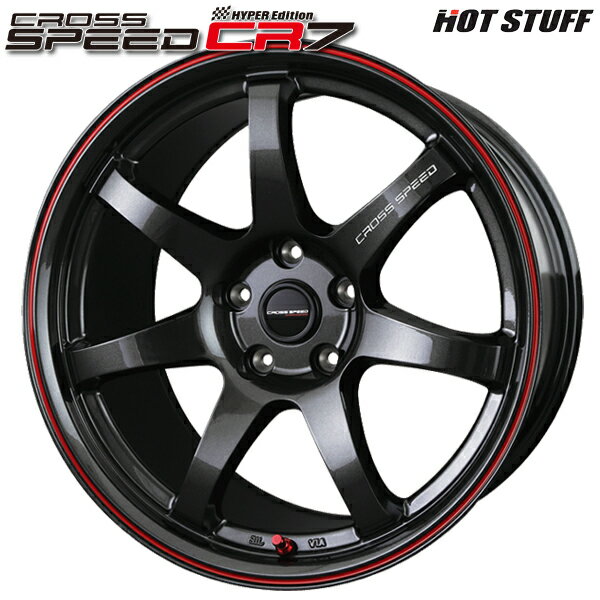19インチ 9.5J 5H114.3 +35 HotStuff ホットスタッフ クロススピード CR7 グロスガンメタ/レッドライン アルミホイール単品 4本（1台分）送料無料