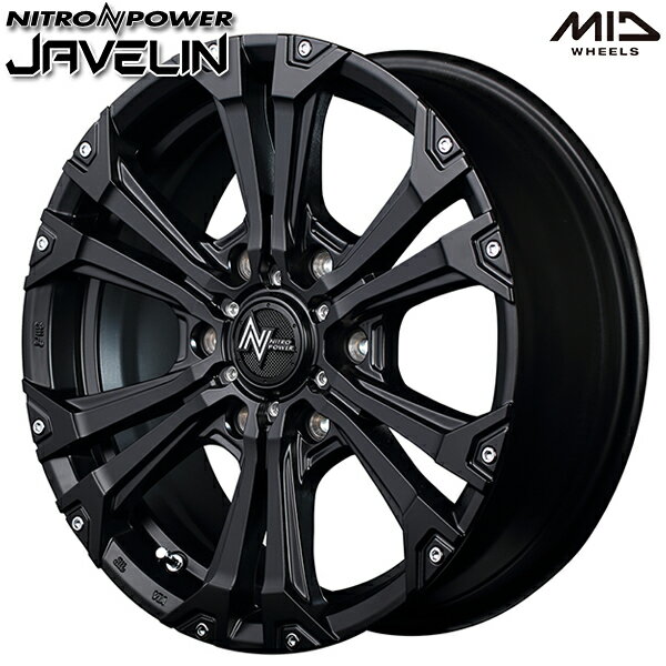 16インチ 6.5J 6H139.7 +38 MID ナイトロパワー ジャベリン セミグロスブラック/ピアスミルド アルミホイール単品 1本 4本以上送料無料のサムネイル