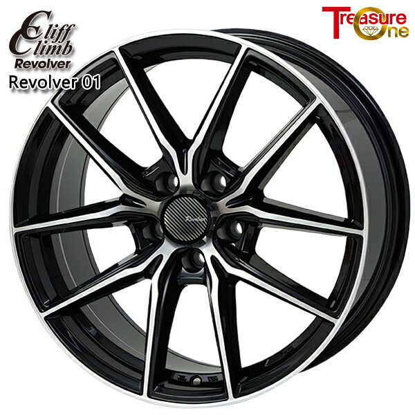 17インチ 6.5J 5H120 +40 トレジャーワン クリフクライム リボルバー01 ブラックポリッシュ アルミホイール単品 4本（1台分）送料無料
