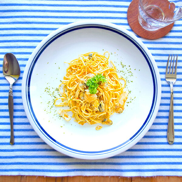 Rakuten - 大皿 27cm パスタ皿 アウトレット 日本製 美濃焼 国産 陶器 洋食器 おしゃれ 丸皿 プレート 白い食器 盛り皿 シンプル 丸皿 ディナープレート ワンプレート ブルーライン