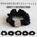 【送料無料】ヘアゴム シュシュ レディース ビジュー 大人 ヘアアクセサリー 髪留め まとめ髪 サテン生地 キラキラ フェミニン かわいい ファッション雑貨 高級感 光沢感 上品 ボニーテール シニヨン トレンド カラバリ豊富 普段使い 結婚式 パーティー