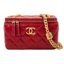 【CHANEL】シャネル マトラッセ バニティ チェーンショルダーバッグ AP3044 レザー レッド 赤 ゴールド金具 ショルダーバッグ レディース ミニバッ...