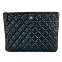 【CHANEL】シャネル クラシックポーチ A82545 24番台 ラムスキン マトラッセ ココマーク クラッチバッグ セカンドバッグ ブラック 黒 ゴールド金...
