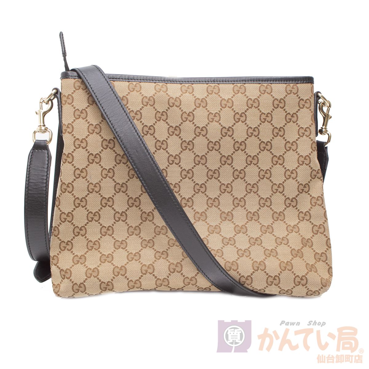 【GUCCI】グッチ　GGキャンバスウェブラインショルダーバッグ　388926　ベージュ系　シェリーライン　レディース　メンズ　ユニセックス　【中古】USED-A　かんてい局仙台卸町店