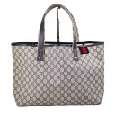 【GUCCI 】グッチ GGスプリーム トートバッグ 211134 GGプラス シェリーライン ベージュ ネイビー PVC レディース 【中古】 USED-AB...