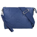 【GUCCI 】グッチ メッセンジャーバッグ ショルダーバッグ クラッチバッグ 2WAY 696009 ジャンボGG ブルー レザー 肩掛け 斜め掛け クロスボ...
