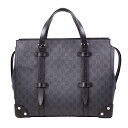 【GUCCI 】グッチ GGスプリーム トートバッグ 626356 ダークグレー ブラック PVC レザー メンズ ハンドバッグ 鞄 【中古】 USED-B 【...