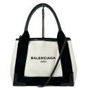 【BALENCIAGA】バレンシアガ カバス XS キャンバス ミニ トートバッグ ショルダーバッグ 2way 390346 ポーチ付き レザー レディース ホワイト ブラック 黒 【中古】 USED-B 【9304】 質屋かんてい局仙台卸町店