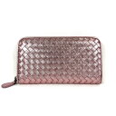【BOTTEGA VENETA】ボッテガ・ヴェネタ イントレチャート ピンク系 ラメ ラウンドジップ ラウンドファスナー 長財布 財布 レディース メンズ ユニセックス 【中古】 USED-A【9356】 質屋かんてい局仙台卸町店