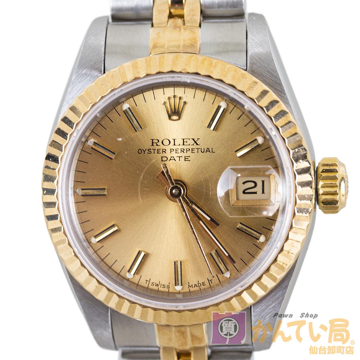 【ROLEX】 ロレックス デイトジャスト 69173 コンビ SS ステンレススチール K18YG K18イエローゴールド 87番台 26mm シャンパン文字盤 自動巻き オートマ レディース 腕時計 【中古】USED-A 【9356】 質屋かんてい局仙台卸町 楽天市場店のサムネイル