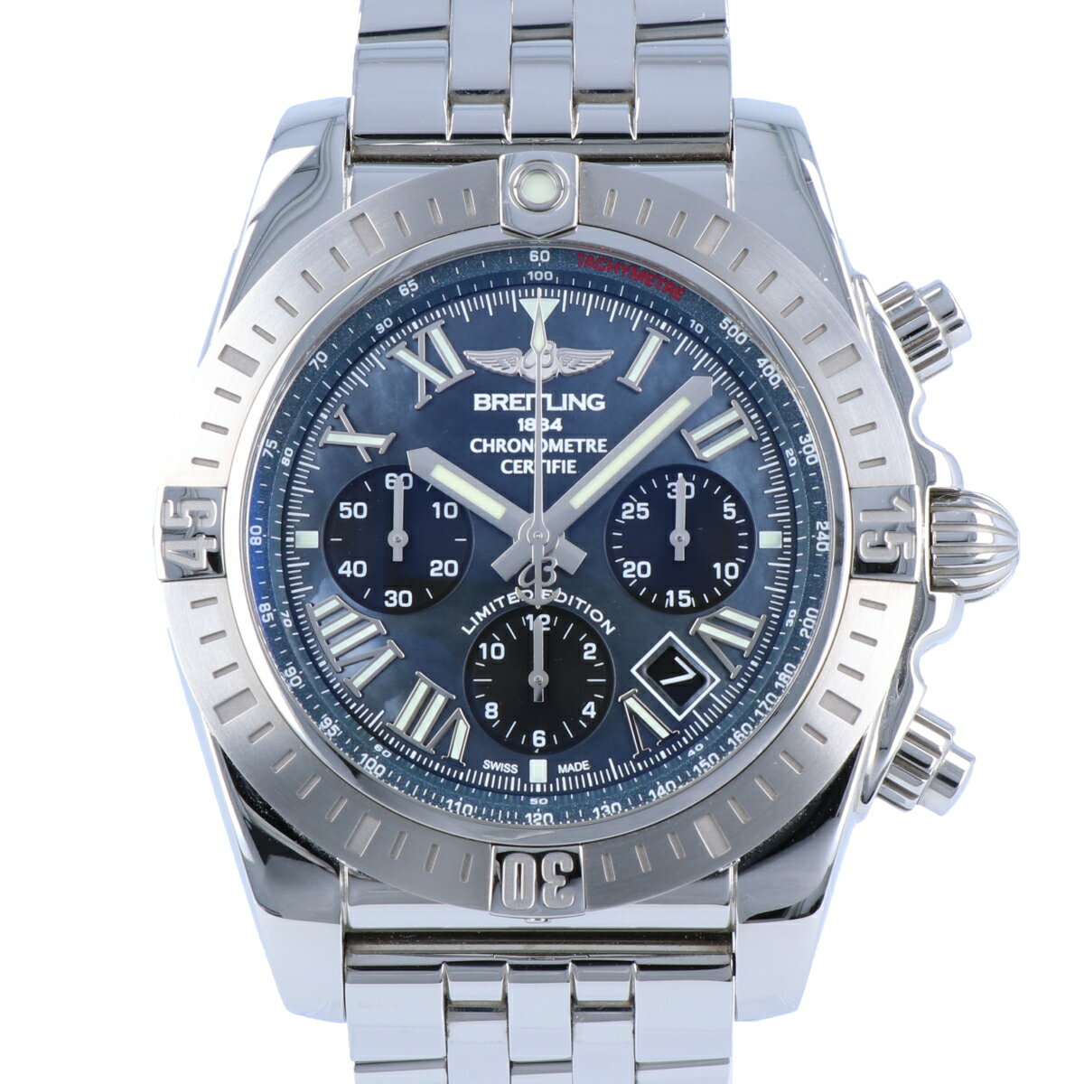 【BREITLING】 ブライトリング クロノマット44 JSP 日本限定500本 AB0115 ローマンインデックス MOP ブラックシェル文字盤 44mm SS ステンレススチール メンズ 自動巻き オートマ 腕時計 時計 【中古】 USED-AB 【9356】質屋かんてい局仙台卸町 楽天市場店