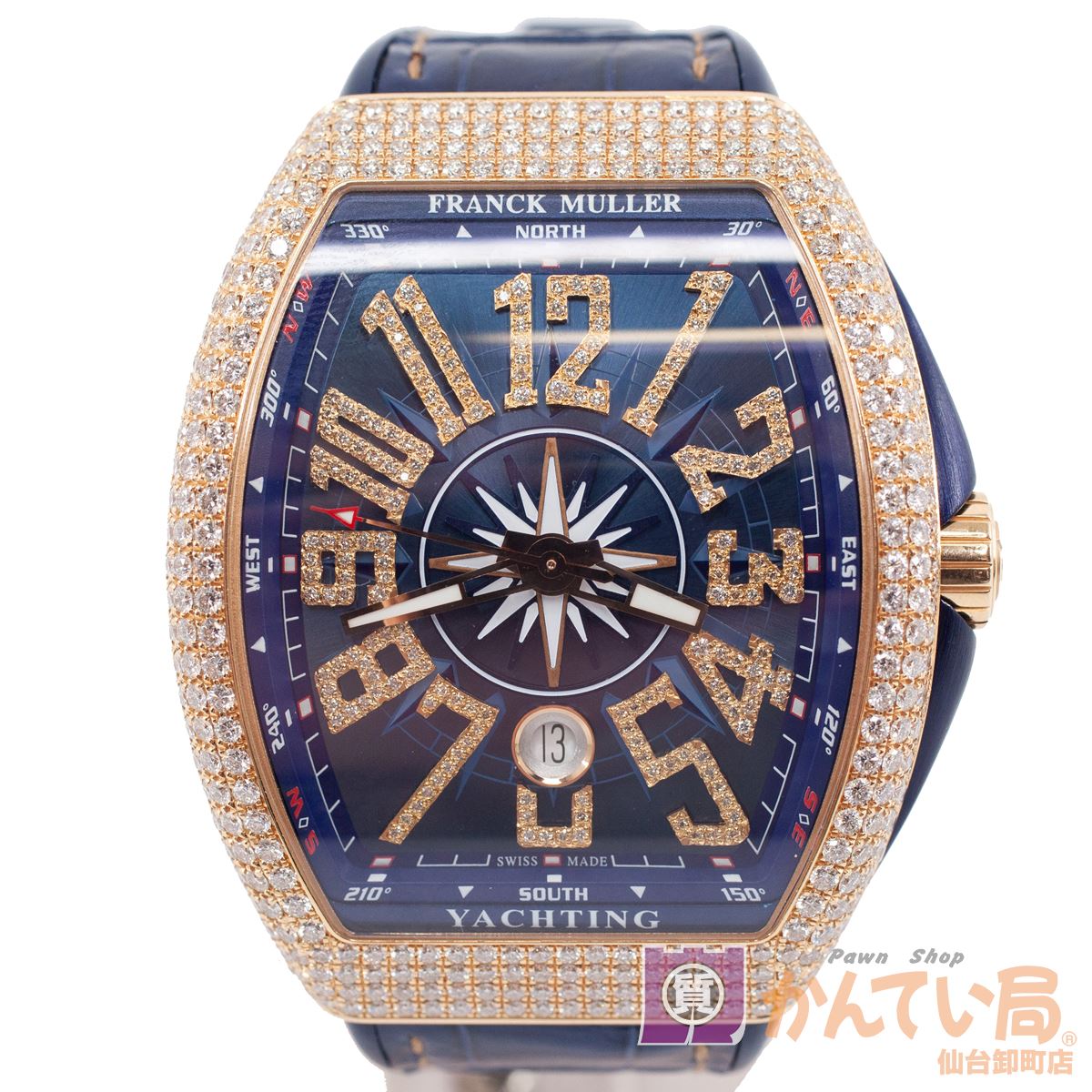 FRANCK MULLER 【フランク・ミュラー】　正規輸入品 限定品　V45SCDTDNBRCD　YACHT　5NBL　ヴァンガード　ヨッティング　ジョーカー　自動巻き　オートマチック　メンズ　ダイヤ　稀少 レア　【中古】　USED-B　質屋かんてい局仙台卸町店