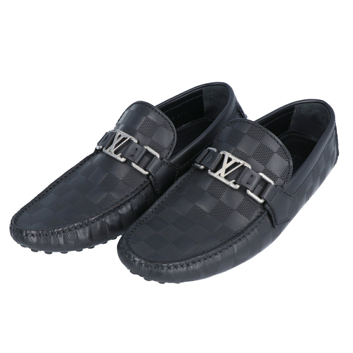 【LOUIS VUITTON】 ルイ・ヴィトン ホッケンハイム ローファー モカシン ドライビングシューズ 867567 ダミエ アンフィニ ブラック サイズ5...