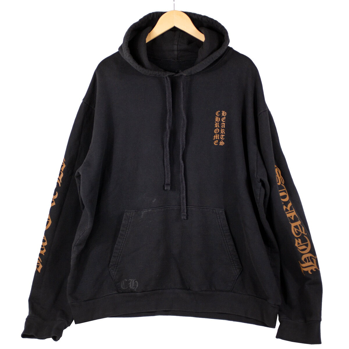 【Chrome Hearts】クロムハーツ オールドイングリッシュ プルオーバー パーカー フーディ 黒 ブラック XLサイズ メンズ 【中古品】 USED-B...