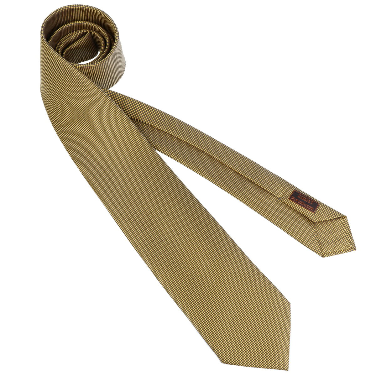 【HERMES】 エルメス ネクタイ 233616T イエロー ブラック ジャガード メンズ ビジネス シルク100% 【中古】 USED-A 【9356】 質屋かんてい局仙台卸町店 楽天市場店