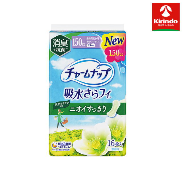 スリムなつけ心地で 水分 ニオイ ギュッと吸引 天然カテキン配合！ニオイを消臭＋抗菌で安心。 150cc・長時間安心用・夜用ナプキンサイズ・29cm ※パッケージリニューアルに伴い画像と異なる場合がございます