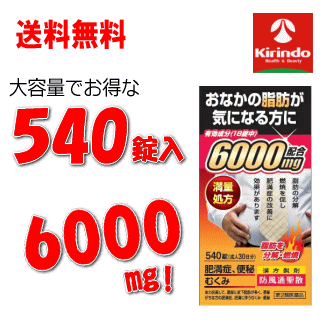 送料無料【第2類医薬品】北日本製薬 防風通聖散エキス6000 540錠入 30日分×1個 肥満 むくみ 便秘満量処方 6000mg ★セルフメディケーション税制対象商品