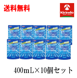 送料無料 10個セット k-select(ケーセレクト) 熊野油脂リンスinトニックシャンプー つめかえ用 400mL×10個セット 時短 爽快感 毛穴まですっきり