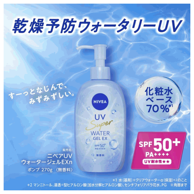 送料無料 12個セット 花王 ニベアUV ウォータージェルEX ポンプ 270g×12個