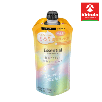 【新製品】花王　エッセンシャル　プレミアム　うるおいバリアシャンプー　スパークルモイスト　つめかえ用　330ml