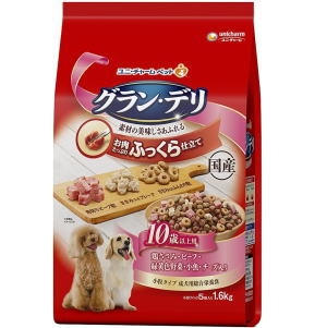 ユニチャームペット グラン・デリ ふっくら仕立て 10歳以上用 鶏ささみ・ビーフ・緑黄色野菜・小魚・チーズ・角切りビーフ粒入り 1.6kg
