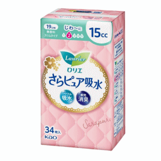 花王 ロリエ さらピュア スリムタイプ 15cc 吸水ナプキン 34枚入※パッケージリニューアルに伴い画像と異なるパッケージの場合がございます。