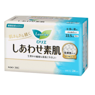 花王 ロリエ しあわせ素肌 ふんわりタイプ 多い昼用 羽なし 24個入×1個【医薬部外品】生理用品 ナプキン