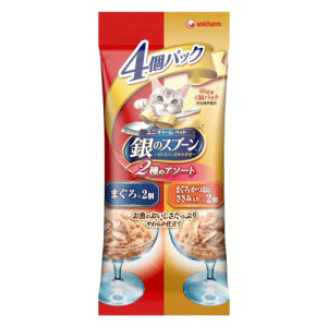 Other Wet Food - ユニ・チャームペット 銀のスプーン パウチ 4個パック まぐろ・まぐろ・かつおにささみ入り 60g×4個入