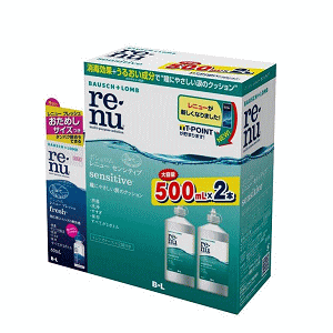 企画品 おまけつき ボシュロム レニュー センシティブ うるおい やさしい付け心地 500ml×2本パック＋レンズケース2個付き)＋ボシュロム レニュー フレッシュ60mlのおまけ付き×1個