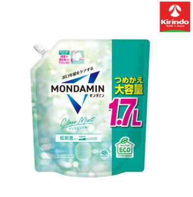 透明感のある息が続く、お口美活のための洗口液。 お口のトラブルの原因となる汚れを洗い流します。心地よいクリアミントの香味です。大容量でエコなパウチタイプです。 低刺激タイプ(刺激度目安：2.0／5.0） 成分：溶剤：水、エタノール　湿潤剤：グリセリン　可溶化剤：PEG-60水添ヒマシ油　矯味剤：キシリトール、サッカリンNa　pH調整剤：リン酸Na、リン酸2Na　洗浄剤：セテス-25　洗浄補助剤：三リン酸5Na　保存剤：プロピルパラベン　香料（クリアミントタイプ）　着色剤：黄4、青1 【使用上の注意】 内服液ではないので飲まない。 直射日光を避け、乳幼児の手の届かない所に保管する。 口中の異常、発疹、かゆみ等の症状が現れた場合は使用を中止し、医師に相談する。 誤飲や誤使用が起こらないよう、モンダミン クリアミントのボトルにつめかえてください。 つめかえ後は製造番号を記録してください。お問い合わせの際に必要な場合があります。 ●メーカー：アース製薬　〒101-0048　東京都千代田区神田司町二丁目12番地1　03-5207-7451●区分：化粧品●原産国：日本広告文責：(株)キリン堂078-413-1055