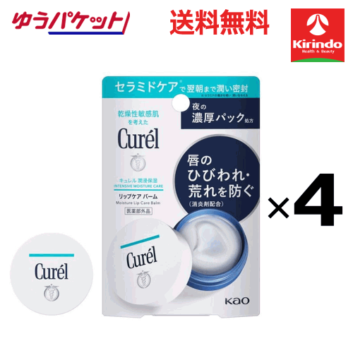 ポイント20倍 2/28(土)23:59まで ゆうパケットで送料無料 4本セット 花王 キュレル リップケア バーム ..