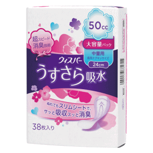 P&G ウィスパー うすさら吸水 女性用 吸水ケア 50cc 中量用 大容量パック 38枚入