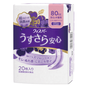 P&G ウィスパー うすさら安心 80cc 安心の中量用 20枚入 ※パッケージリニューアルに伴い画像と異なるパッケージの場合がございます。ご了承下さいませ。