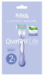 ●しっかり剃れて、肌にやさしい 4枚刃 ●低刺激性スムーザー*2(アロエ&ビタミンE 配合)付 ●肌に刃があたるのを最小限に抑えるセーフティワイヤー付 ●首振りヘッドで肌のカーブにぴったりフィット *1 カミソリの物理的な刺激による *2 低刺激性スムーザー(全ての人に刺激がおきないというわけではありません) ※パッケージリニューアルに伴い画像と異なる場合がございます。　