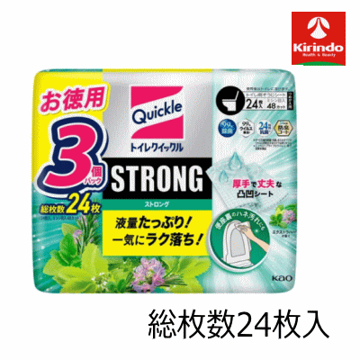 乐天商城 - 在庫のみ 花王 トイレクイックル ストロング トイレ用そうじシート エクストラハーブ 詰め替え 24枚入り×1個 トイレ掃除 拭き掃除 シート