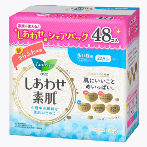 花王 ロリエ しあわせ素肌 ふんわりタイプ 多い昼用 羽なし 48個入 【医薬部外品】