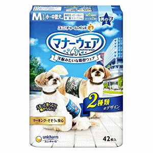 一次性尿布 - ユニ・チャーム ペットケア マナーウェア 男の子用 Mサイズ 迷彩・デニム 42枚入