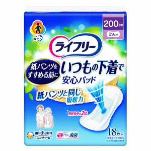 ユニ・チャーム ライフリー いつもの下着で安心パッド 200cc 29cm 18枚入