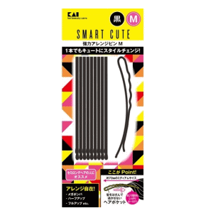 貝印 Smart Cute 強力アレンジピンM (黒 ) HC3324×1個 ヘアピン セット ハーフアップ フルアップ ポン..