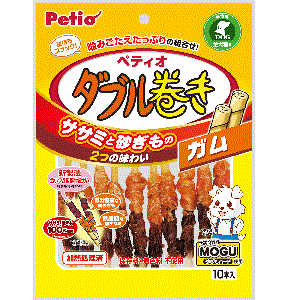 口香糖 - ペティオ ササミ+チキンガムMOgU砂ぎもハード ダブル巻き ガム 10本入
