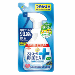 アース製薬 らくハピ アルコール除菌EX つめかえ 400ml(3)
