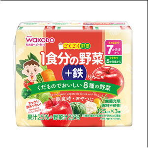 和光堂 ごくごく野菜 1食分の野菜+鉄 りんご味 125ml×3本 7か月頃から 軽減税率対象商品